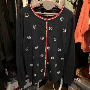 Tommy Hilfiger cotton logos Navy color stripes cardigan M New without tag